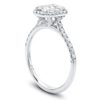 Halo Engagement Ring Soleste Diamond Ring with Diamonds on the shoulders Beautiful Solitaire Diamond Ring Emerald Cut