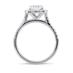 Solitaire Diamond Engagement Ring Cushion Cut Diamond with Halo Diamonds Around