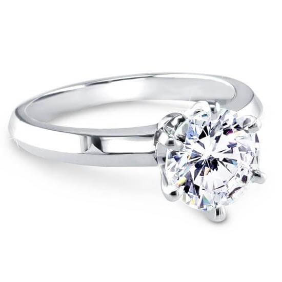 Six Prongs Knife Sharp Sides Solitaire Ring Tiffany Style Diamond Ring White Gold Platinum 1 carat Diamond Ring