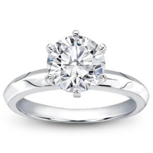 Six Prongs Knife Sharp Sides Solitaire Ring Tiffany Style Diamond Ring White Gold Platinum 1 carat Diamond Ring