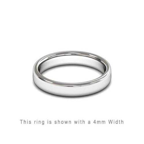 Traditional Double Flat Court Wedding Band White Gold 4mm